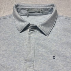 Criquet Polo Sweater Mens Size M Light Blue Heather Long Sleeve Kangaroo Pocket