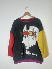 Vintage 1980’s Peter Max Sweatshirt Multicolor Face Graphic Reversable Pullover