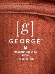 George Hoodie Sweatshirt Mens Medium Orange Henley Button Pullover NWT