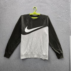 Nike Men Sweatshirt L Gray Colorblock Fleece Swoosh Logo CZ4921-141 Activewear