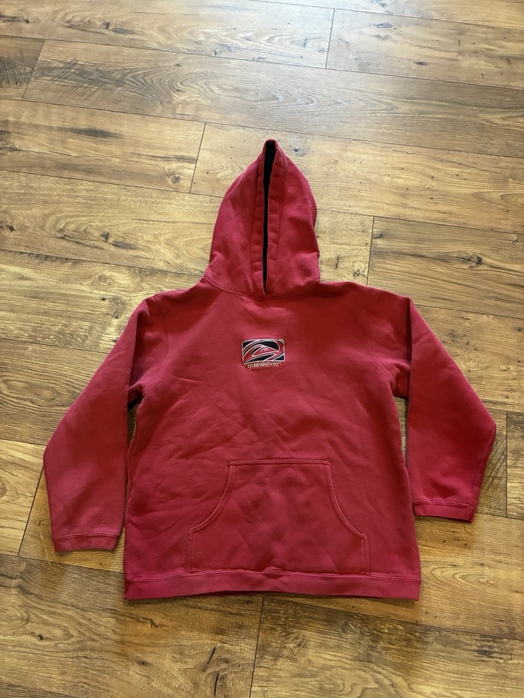 Vintage Y2K Quiksilver Red Hoodie Skate Surf Grunge Size Small