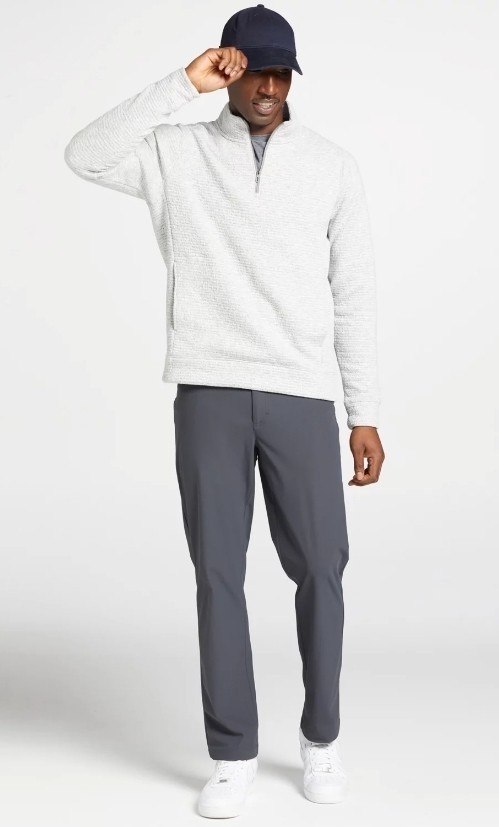 VRST Men’s L Light Heather Gray Recharge Lunar 1/4 Zip Textured Pullover NWT