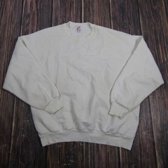 Jerzees Sweatshirt Mens XL White Vintage Crewneck Plain Long Sleeve Blank