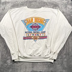 Vintage 1987 San Diego Toreros Sweatshirt Mens XL White Football Super Bowl XXII