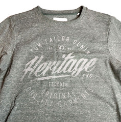 Tom Tailor Denim Mens Heritage Sweatshirt Sz S Gray Logo Basic Fit Long Sleeve