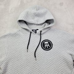 Barstool Sports Hoodie Mens Large Gray Quilted Pullover Pocket Elbow Patches