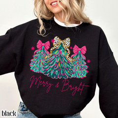 Merry Bright Christmas Xmas Holiday Winter Sweatshirt Apparel Gift