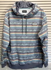 Hooey Aztec Long Sleeve Pullover Hoodie Size M Logo Pocket Gray/Rainbow