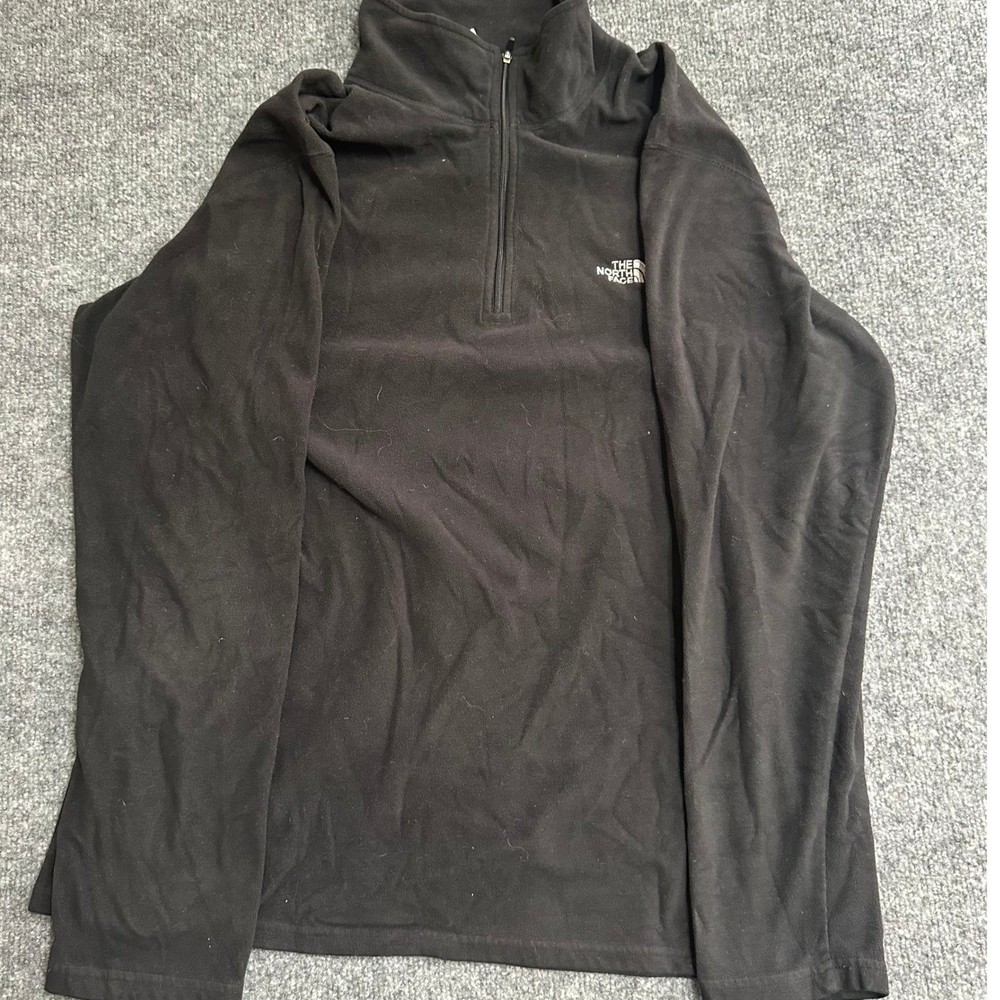 The North Face Fleece Pullover Mens Size L Black TKA 100 1/4 Zip Athletic Layer