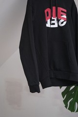 Diesel Men’s Black Cotton Big Logo Hoodie Size XL Made in Bangladesh