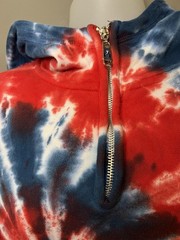 Parks Hoodie Mens Medium Red White Blue Tie Dye Quarter Zip Kangaroo Pocket