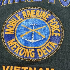 VINTAGE Riverine Force Sweatshirt Men XL Charcoal Vietnam Mekong Delta Hanes USA