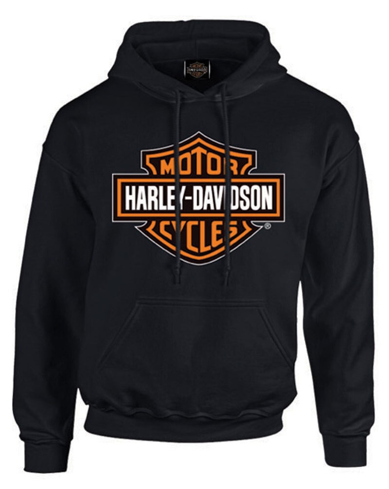 Harley-Davidson Men’s Bar & Shield Pullover Fleece Hooded Sweatshirt, Black