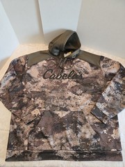 Cabela’s Fleece-lined Hoodie Men’s 2XL Camo W Green Hood Pockets Hunting Outdoor