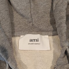 AMI Alexandre Mattiussi Women’s Gray Full Zip Hooded Logo Hoodie Pockets XXS