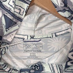 Patagonia Hoodie Mens 2XL Blue Capilene Cool Daily High Hopes Geo Aztec Pullover