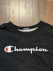 Champion Crewneck Pullover Sweatshirt Mens Large Authentic Activewear Logo Black