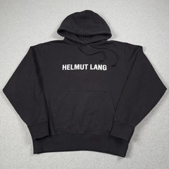 Helmut Lang Core Logo Hoodie Men Large Black Luxury Designer Hip Hop Sweatshirt