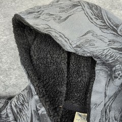 Vintage Faded Glory Skull Hoodie Men’s Size Medium AOP Sherpa Lined Cyber Y2K