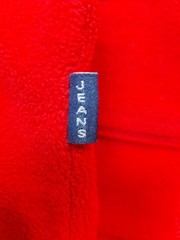 Tommy Jeans Mens Large Red Full Zip Hoodie Sweater 100% Polyester Drawstring