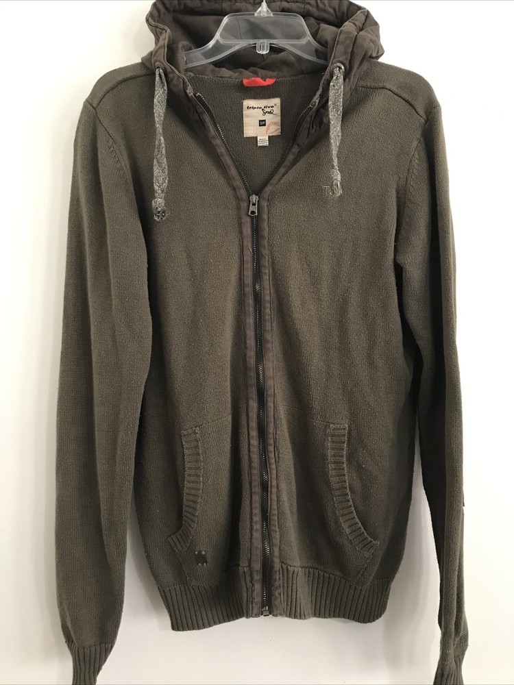 Vintage Y2K Triple Five Soul Hoodie Size Small Men Full Zip Army Green 2000s