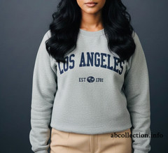 Letter Graphic Round Neck Long Sleeve Sweatshirts Los Angeles EST-1781