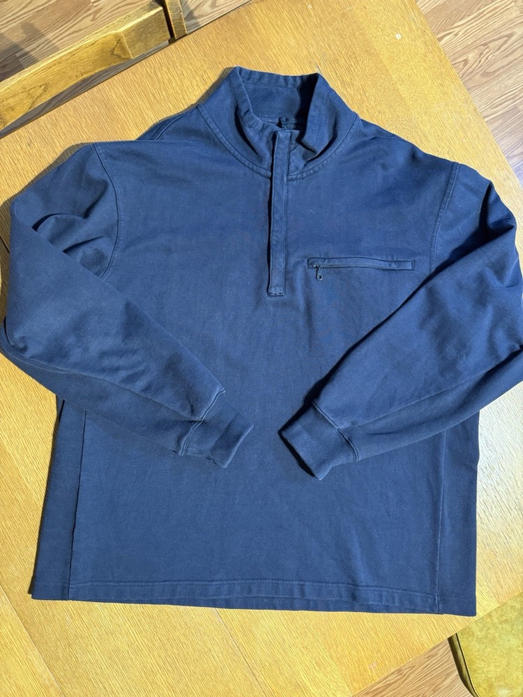 Duluth Trading Heavyweight Quarter Zip Sweatshirt Mens L Navy Cotton Workwear