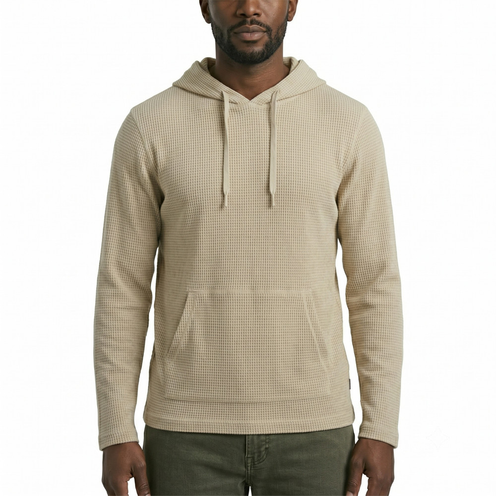 Rainforest Men’s Textured Waffle Hoodie Soft Stretch Midweight Drawstring S-3XL