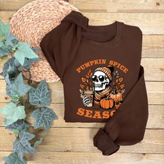 Pumpkin Spice Skeleton Jumper | Autumn Sweatshirt | Pumpkin Spice Theme Jumper