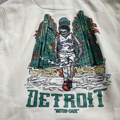SANA Detroit Graphic Print Pullover Hoodie Beige Men’s L Kangaroo Pocket