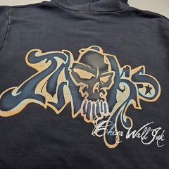 VTG The Great China Wall Hoodie Full Zip Men XXL Skull Graffiti Style Los Angele