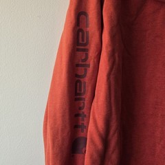 Carhartt Men’s Coral Orange Pullover Hoodie Sweatshirt Loose Fit Size Large