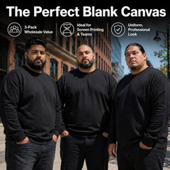 BILLIONHATS 3 Pack Mens Big & Tall Crewneck Fleece Lined Sweatshirts Plus Size