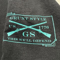 Grunt Style Mens Hoodie 3XL Big & Tall Black Teal Skull Flag Logo Graphics XXXL