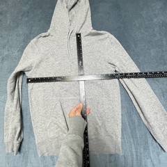 H&M Hoodie Mens Small Heather Gray Cotton Fleece Lined Relaxed Fit Wrapover Hood