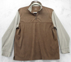Haggar Sweathshirt Mens Large Brown Microfiber with Beige SleevesPolyester Blend