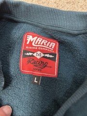 Maria Riding Co Petrol Blue SPADES Sweatshirt Mens Large Moto Biker Heritage