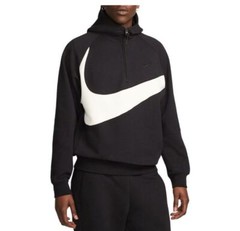 *NEW* Men NIKE CLUB FLEECE 1/2-ZIP HOODIE BLACK / WHITE (DX0566 013) 👍