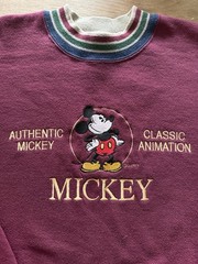 VINTAGE L 90s Disney Mickey Embroidered Burgundy Crewneck Sweater Classic