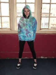 Blue Purple Green scrunch festival tie dye HOODIE top men’s summer size XS-5XL