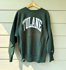 Vintage Champion Reverse Weave Tulane Green Graphic Crewneck Sweatshirt Mens XL