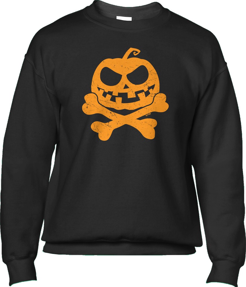 Jack o lantern Bones Trick Treat Halloween Costume Party Skull Mens Sweatshirt