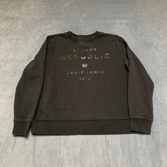 Banana Republic Sweatshirt Mens Medium Black Modern Logo Fleece Lined Ribbed Hem