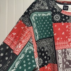 GAP Heavyweight Oversized Crew Sweatshirt Patchwork Bandanna Print Mens Large