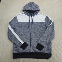 The North Pole Hoodie Mens Large Heather Blue White Fleece Full Zip Outdoor
