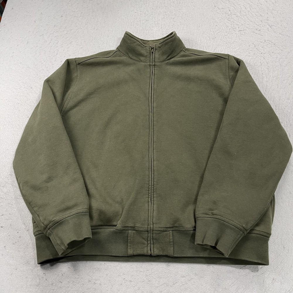 L.L. Bean Sweatshirt Mens Large Green Katahdin Iron Works Sherpa Lined Full Zip
