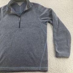 Eddie Bauer Sweatshirt Mens Medium Blue Fleece Hiking Camping Outdoors Logo