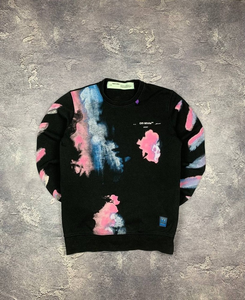 Off-White Men’s Black Graphic Sweatshirt Size S Cotton Made in Portugal