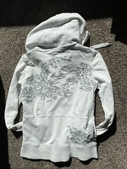 Vintage Rare Triple Five Soul NYC full zip-up hoodie White Embroidered XL