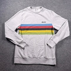 Santini Decathlon Sweatshirt Mens XXL Gray Striped Crewneck Cycling WORLD